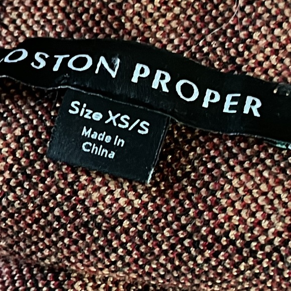 Boston Proper Poncho Plaid Faux Fur Collar Fringe Ribbed Sleeves Women XS/S - Picture 11 of 12